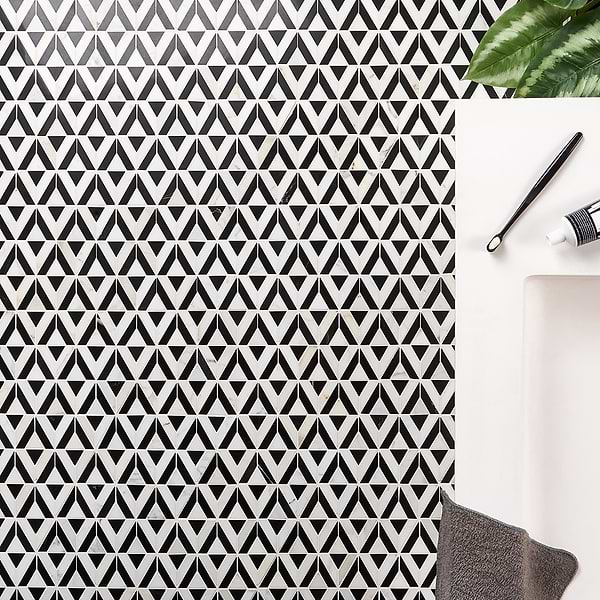 Avant Garde Triangle Calacatta and Black Jade Polished Marble