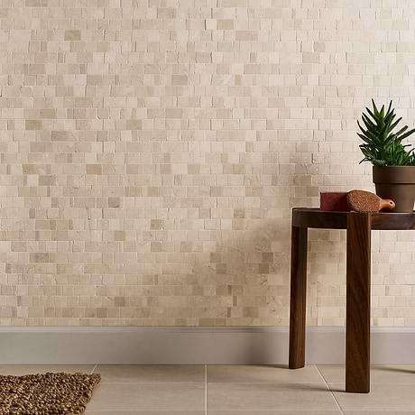 Mason Crema Marfil Clipped Joint Honed Mosaic