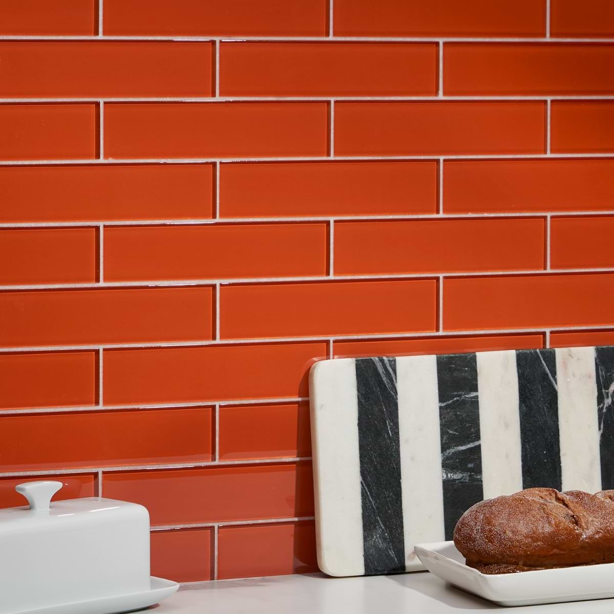 Shop Close Out - Crystal Burnt Orange 2x8 Polished Glass