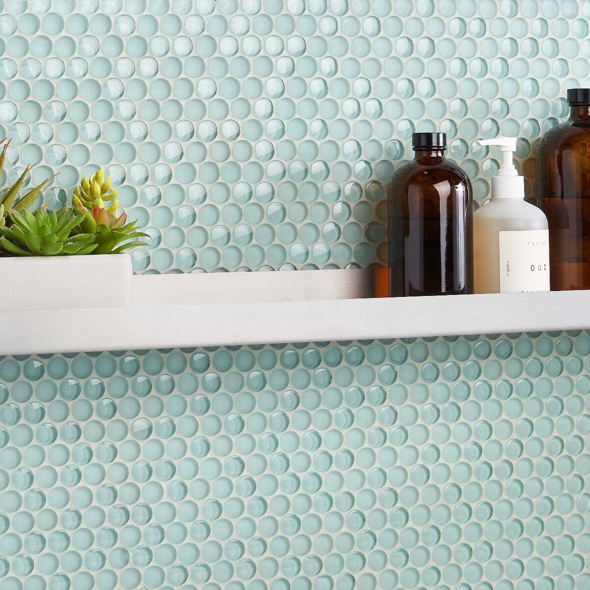 Shop Sample-Crystal Ice Mint Circles Polished and Frosted at
