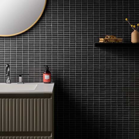 Nesso Brick Black Frosted Matte Glass Mosaic Matte Glass