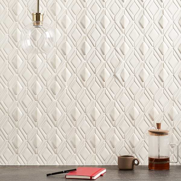 Baroque Glass Ravello Natural; in White Crackled Glass; for Backsplash, Bathroom Wall, Kitchen Wall, Shower Wall, Wall Tile; in Style Ideas Art Deco, Cottage, Farmhouse, Industrial, Modern, Rustic, Transitional