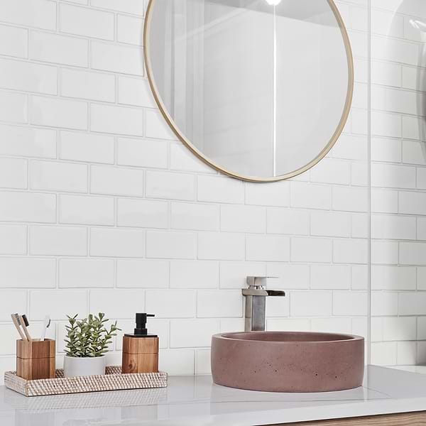 Baroque Glass Subway Natural 3x6; in White Crackled Glass; for Backsplash, Bathroom Wall, Kitchen Wall, Pool Tile, Shower Wall, Wall Tile; in Style Ideas Art Deco, Classic, Contemporary, Craftsman, Traditional