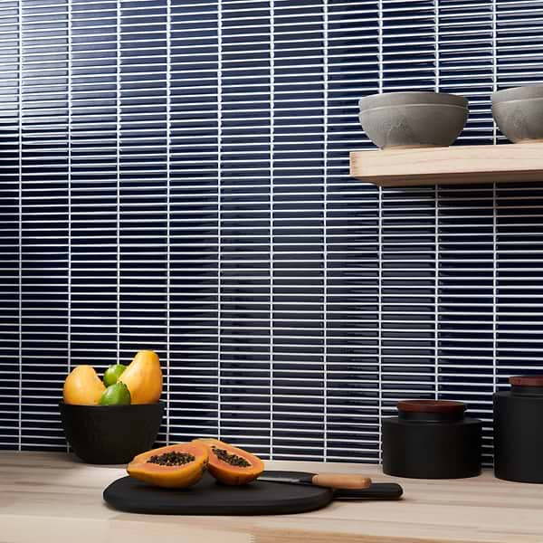 Motek Royal Blue Crackled Glossy Tri Stacked; in Dark Blue Porcelain; for Backsplash, Bathroom Wall, Kitchen Wall, Outdoor Wall, Shower Wall, Wall Tile; in Style Ideas Contemporary, Craftsman, Mediterranean, Modern, Traditional