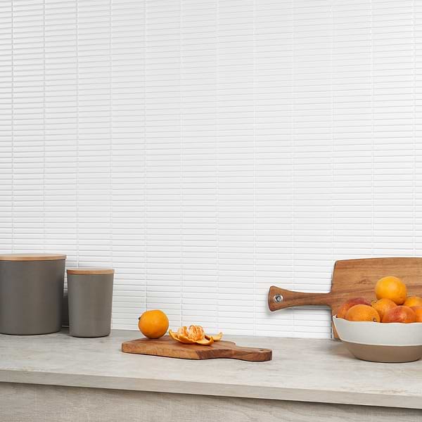 Motek White Matte Tri Stacked; in White Porcelain; for Backsplash, Bathroom Floor, Bathroom Wall, Floor Tile, Kitchen Floor, Kitchen Wall, Outdoor Wall, Pool Tile, Wall Tile; in Style Ideas Contemporary, Craftsman, Modern, Traditional