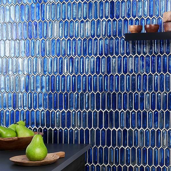 Artemis Cobalt Ice; in Blue Glass; for Backsplash, Bathroom Wall, Kitchen Wall, Shower Wall, Wall Tile; in Style Ideas Beach, Contemporary, Mediterranean