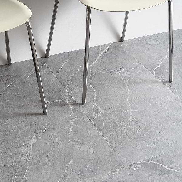 Minetta Chauny Marble Medium Gray 18x36 - 2.5mm/28mil Wear Layer - Glue Down Matte Luxury Vinyl