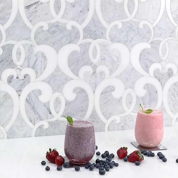 Close Out - MJ Athalie - White Carrara and White Thassos; in Gray + White Carrara & Thassos; for Backsplash, Bathroom Floor, Bathroom Wall, Commercial Floor, Floor Tile, Kitchen Floor, Kitchen Wall, Outdoor Wall, Shower Floor, Shower Wall, Wall Tile; in Style Ideas Mid Century, Transitional