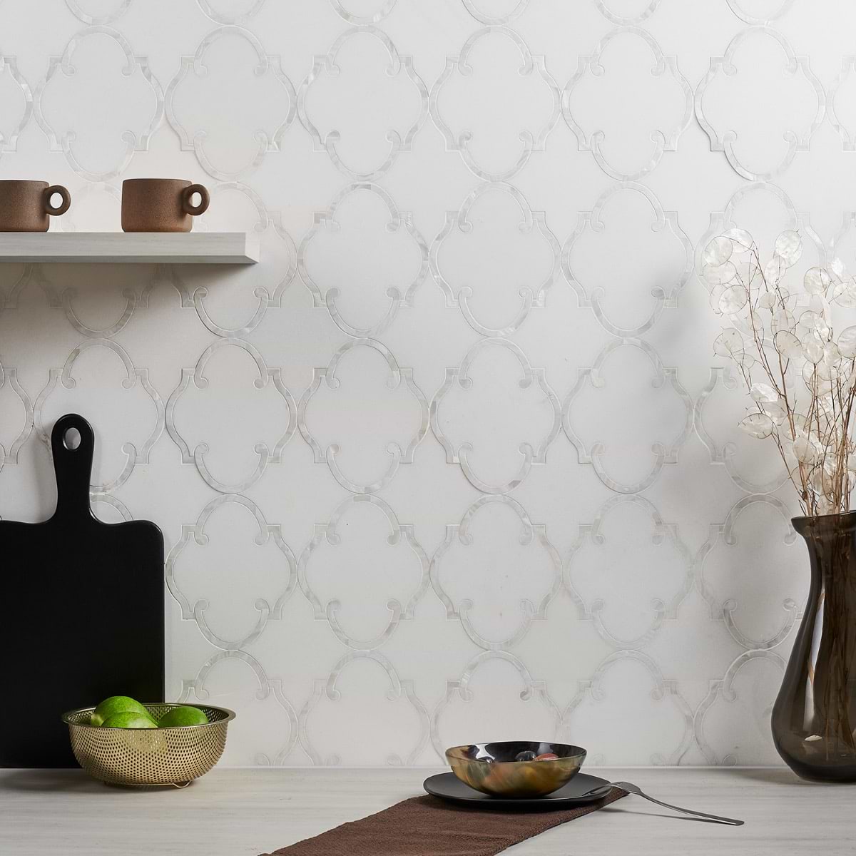 Shop MJ Rabat White Thassos with Pearl Line | SohoStudioCorp.com