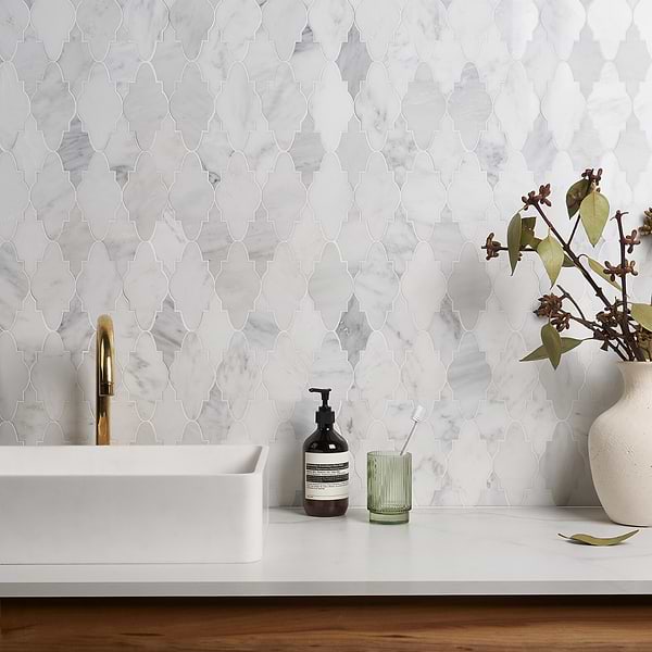 MJ Sabino Asian Statuary Polished & Honed; in White base with gray and gold veining Asian Statuary; for Backsplash, Bathroom Floor, Bathroom Wall, Commercial Floor, Floor Tile, Kitchen Floor, Kitchen Wall, Outdoor Wall, Shower Wall, Wall Tile; in Style Ideas Classic, Mid Century