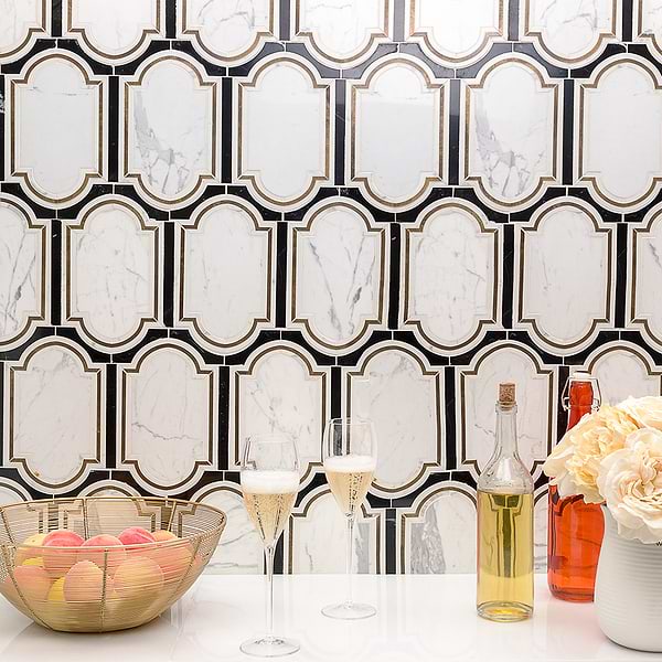Ornato Pisa - Calacatta- Brass & Black Jade