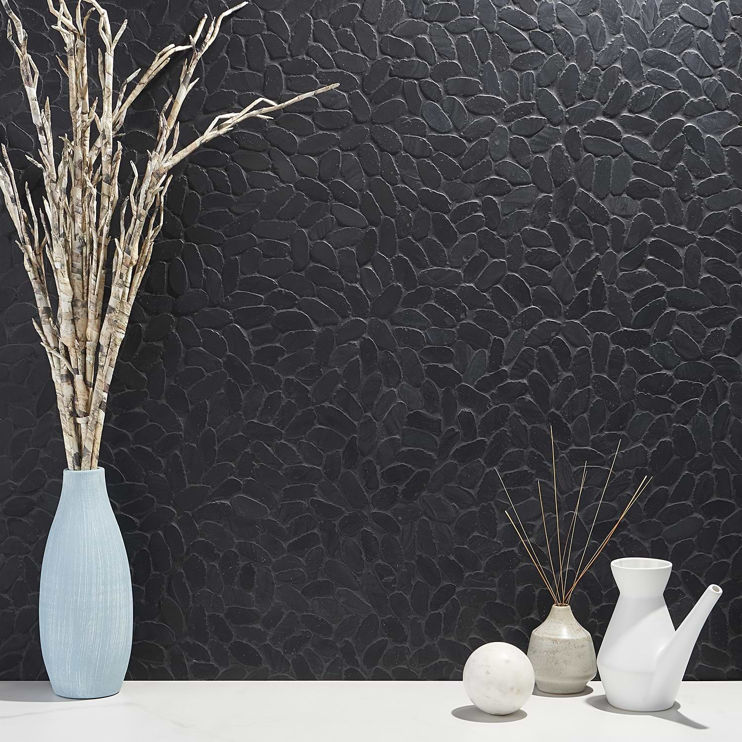Shop Pebblestone Alor Black Sliced Flat Oval Natural Stone