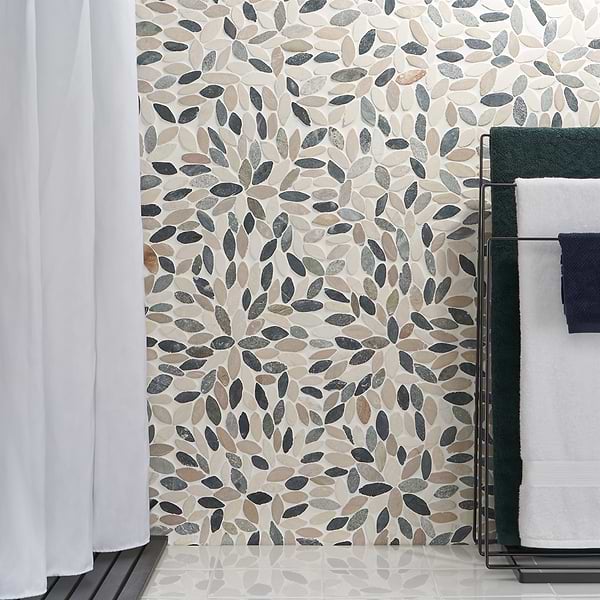 Pebblestone Flower Raja Ampat Natural Stone; in Multicolor Pebble; for Backsplash, Bathroom Floor, Bathroom Wall, Commercial Floor, Floor Tile, Kitchen Floor, Kitchen Wall, Outdoor Floor, Outdoor Wall, Shower Floor, Shower Wall, Wall Tile; in Style Ideas Contemporary, Traditional, Transitional, Tropical, Whimsical