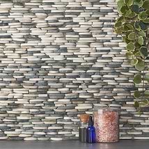 Pebblestone Raja Ampat Stacked Sliced Natural Stone Honed Pebble Tile