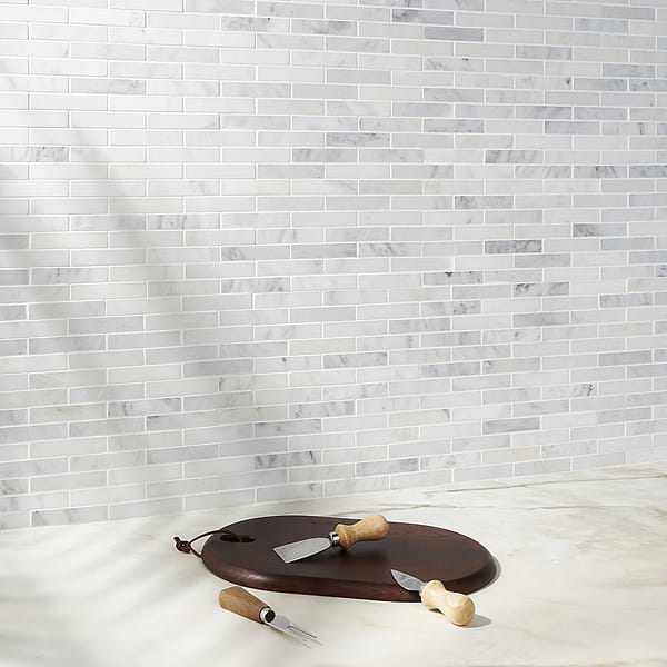 Asian Statuary Piano Brick; in White base with gray and gold veining Asian Statuary; for Backsplash, Bathroom Floor, Bathroom Wall, Commercial Floor, Floor Tile, Kitchen Floor, Kitchen Wall, Outdoor Wall, Shower Floor, Shower Wall, Wall Tile; in Style Ideas Art Deco, Classic, Contemporary, Modern, Traditional, Transitional