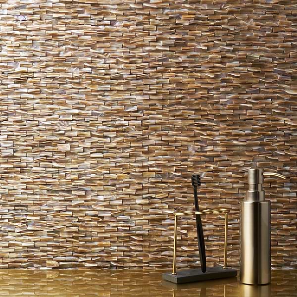 Pearl Freshwater 3D Brick; in Shades of Brown Pearl; for Backsplash, Bathroom Wall, Kitchen Wall, Shower Wall, Wall Tile; in Style Ideas Beach