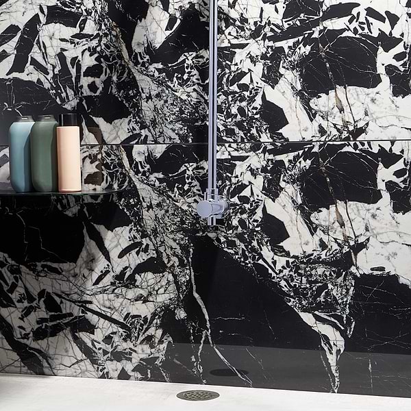 Concorde Black Antique 30x60 Polished; in Black + White Porcelain; for Backsplash, Bathroom Floor, Bathroom Wall, Floor Tile, Kitchen Floor, Kitchen Wall, Wall Tile; in Style Ideas Art Deco, Contemporary, Craftsman, Modern, Whimsical