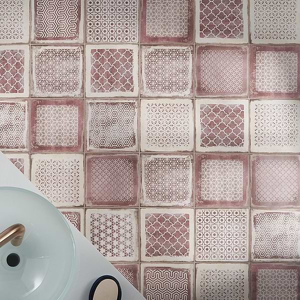 Close Out-Bernalillo Deco Pink Rose 8x8 Matte Porcelain Tile
