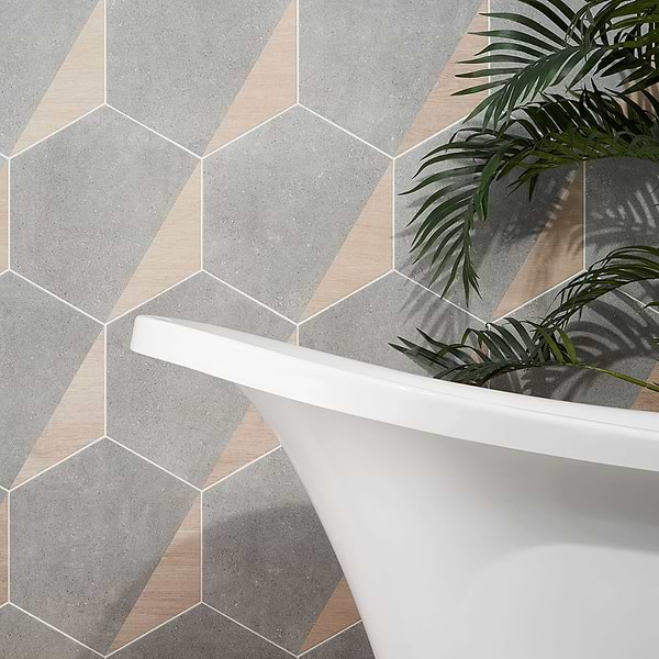 Piaka Wood Gray 12.5" Hex Matte Porcelain