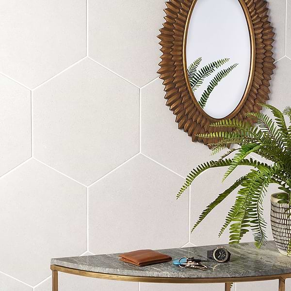 Piaka Cement White 12.5" Hex Matte Porcelain