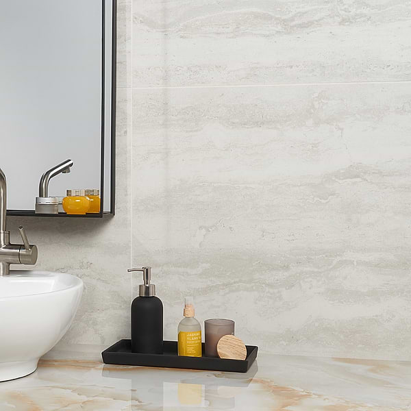 Everyday Travertine Cotton 24x48; in White + Beige & Cream Porcelain; for Backsplash, Bathroom Floor, Bathroom Wall, Commercial Floor, Floor Tile, Kitchen Floor, Kitchen Wall, Outdoor Wall, Pool Tile, Shower Floor, Shower Wall, Wall Tile; in Style Ideas Classic, Contemporary, Craftsman, Industrial, Modern, Transitional