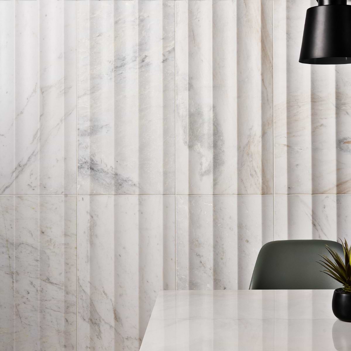 Shop Carver Fluted Alaska 12x24 Dimensional Honed | SohoStudioCorp.com