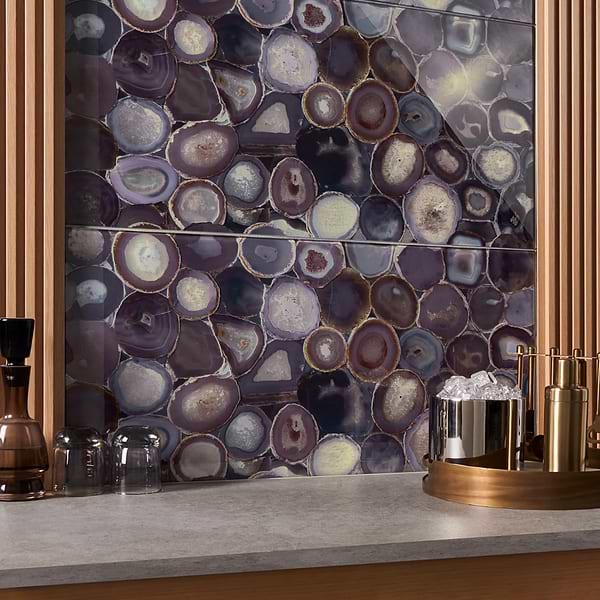 Daphne Wisteria Purple; in Purple Glass; for Backsplash, Bathroom Wall, Kitchen Wall, Shower Wall, Wall Tile; in Style Ideas Contemporary, Modern, Transitional
