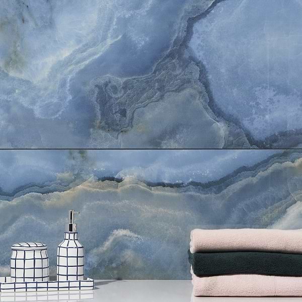 Onix Blue 24x48; in Blue Porcelain; for Backsplash, Bathroom Floor, Bathroom Wall, Floor Tile, Kitchen Floor, Kitchen Wall, Shower Wall, Wall Tile; in Style Ideas Beach, Classic, Contemporary, Mediterranean, Modern, Transitional, Tropical