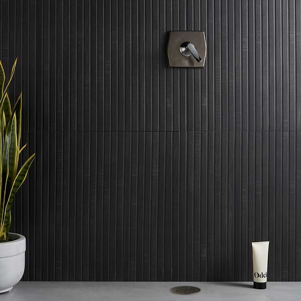Elan Ribbon Black 24x48 Wood Look Fluted Matte Porcelain Tile
