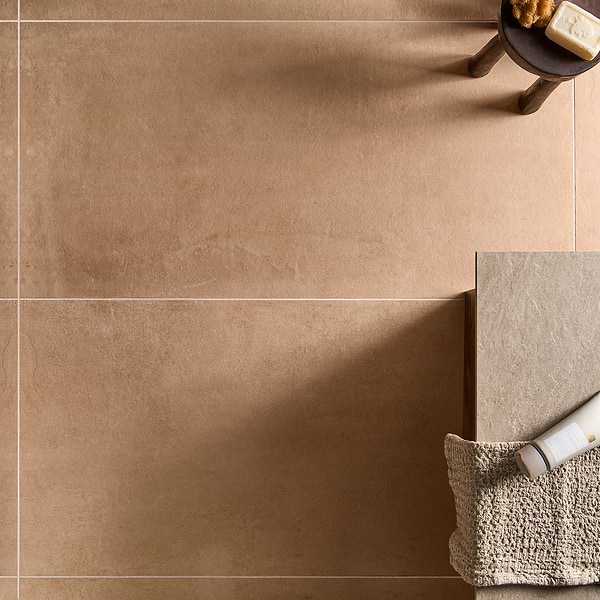 Kelani Terracotta 24x48; in Terracotta Porcelain; for Backsplash, Bathroom Floor, Bathroom Wall, Commercial Floor, Floor Tile, Kitchen Floor, Kitchen Wall, Outdoor Wall, Shower Wall, Wall Tile; in Style Ideas Mediterranean, Mid Century