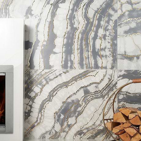 Deco Agate Smoke Gray 24x48 Artisan Decor Polished Porcelain Tile