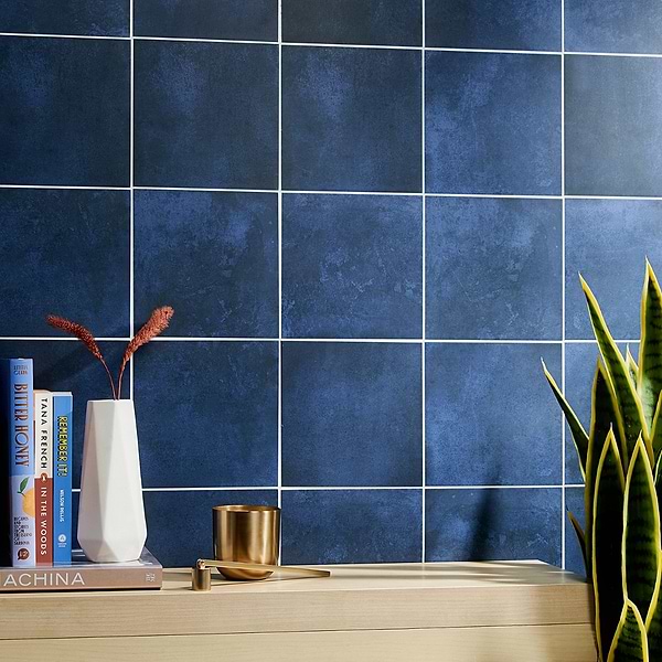 GeoPrism Cement Blue 8x8 by Elizabeth Sutton Matte Porcelain