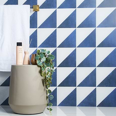 GeoPrism Cement Dos Blue 8x8 by Elizabeth Sutton Matte Porcelain