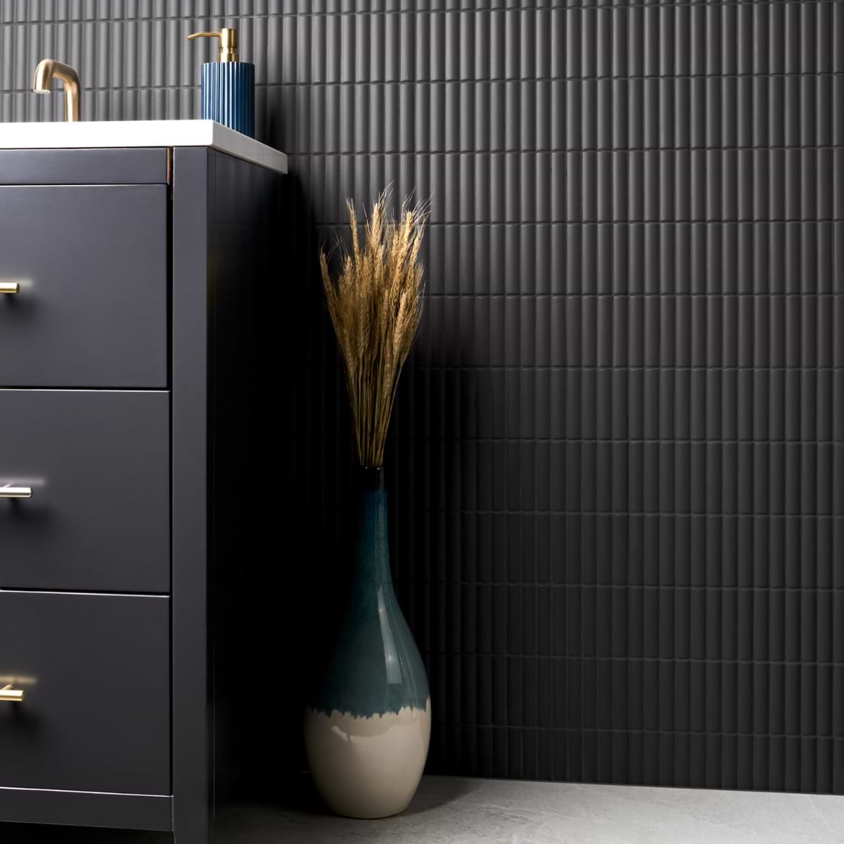 Shop Saera Ribbed Black 4x12 at sohostudiocorp.com
