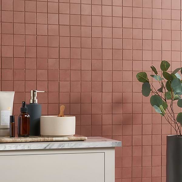 Tara Grace 2x2; in Red Porcelain; for Backsplash, Bathroom Floor, Bathroom Wall, Commercial Floor, Floor Tile, Kitchen Floor, Kitchen Wall, Outdoor Floor, Outdoor Wall, Pool Tile, Shower Floor, Shower Wall, Wall Tile; in Style Ideas Contemporary, Industrial, Mid Century, Modern, Traditional, Transitional