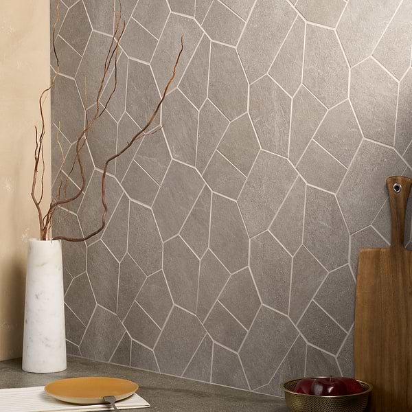 Motley Caramel Brown Organic Pattern Limestone Look Matte Porcelain Mosaic Tile