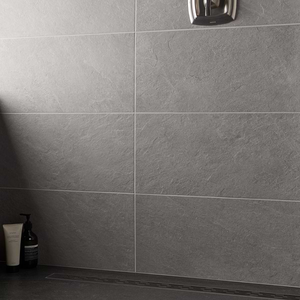 Motley Slate Gray 12x24 Limestone Look Matte Porcelain Tile