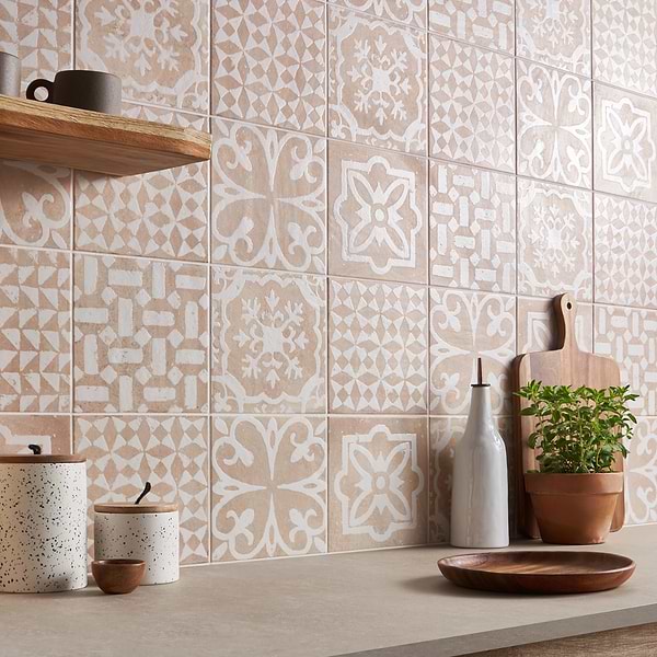 Angela Harris Messina Kasma Terra Crema Decor 8x8 Matte Porcelain Matte Porcelain