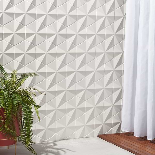 Define Ogassian 3D White 6" Hex Matte; in White Extruded Porcelain; for Backsplash, Bathroom Wall, Kitchen Wall, Outdoor Wall, Shower Wall, Wall Tile; in Style Ideas Art Deco, Contemporary, Industrial, Mid Century, Modern, Whimsical