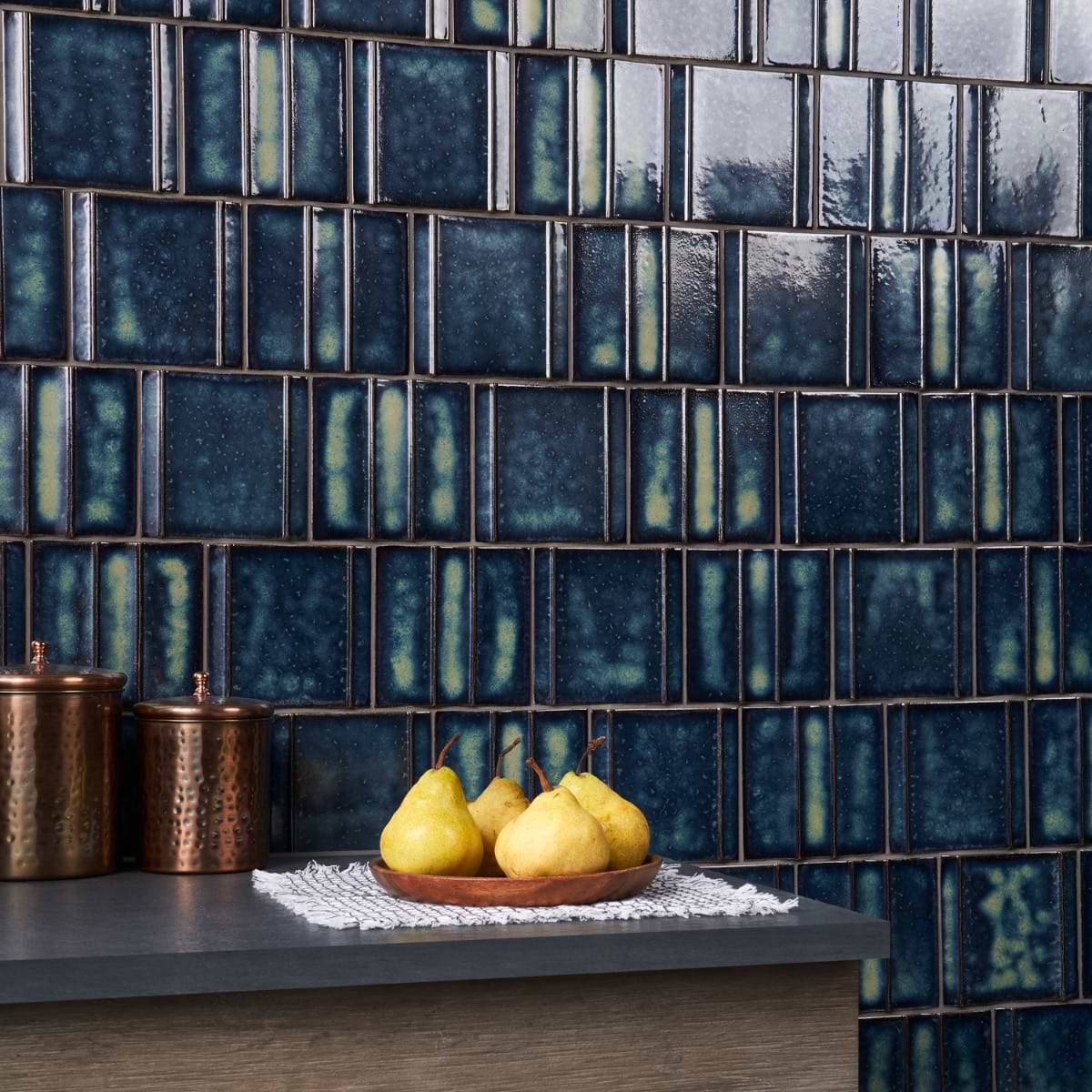 Shop Takami 6x6 Ocean Blue 3D Metallic Look Matte Porcelain Tile