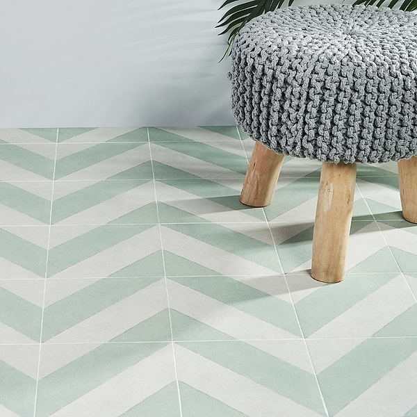Artstract Diagonals Chevron Sage Green 9x9  Matte Porcelain Tile