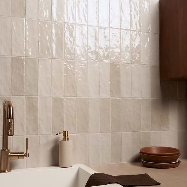 Serena Sand 3x8; in Beige White Body Ceramic; for Backsplash, Bathroom Wall, Kitchen Wall, Shower Wall, Wall Tile; in Style Ideas Beach, Classic, Contemporary, Cottage, Craftsman, Farmhouse, Industrial, Mediterranean, Mid Century, Modern, Traditional, Transitional