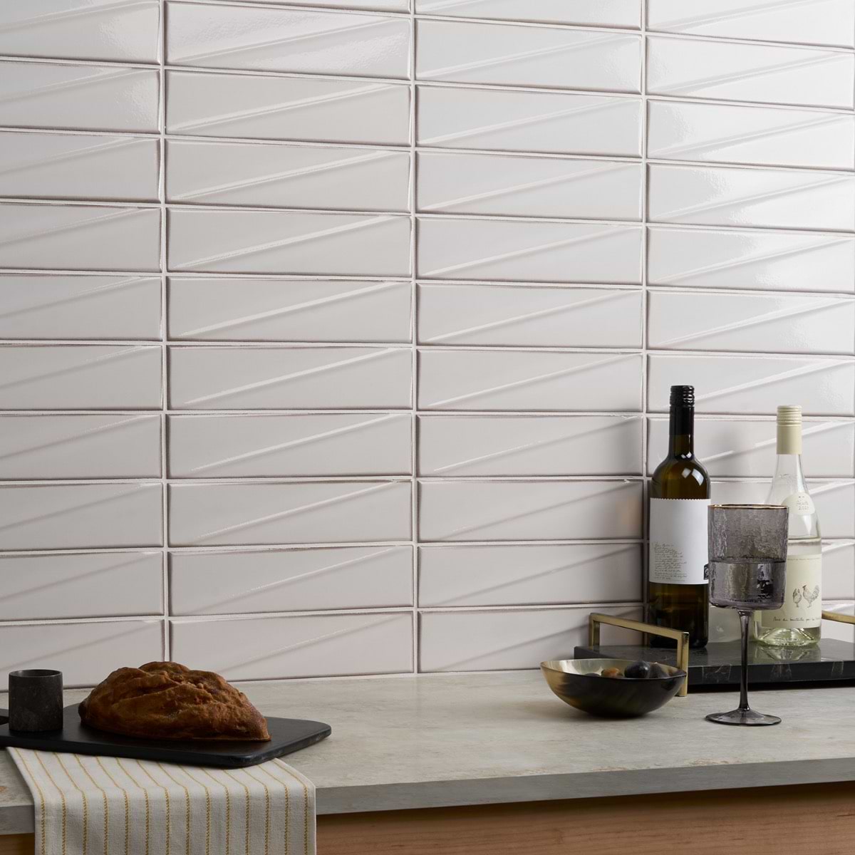 Shop Sample-CO-Pulse Ice White 3x12 Ceramic Subway Tile at