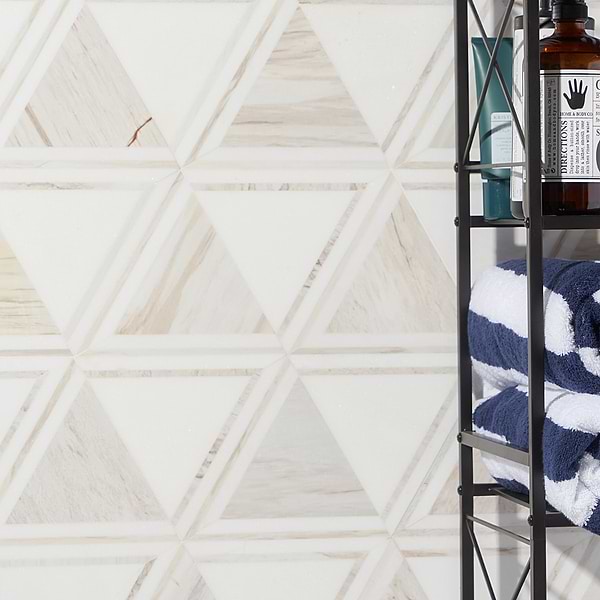 Angolo Thassos Sabbia; in Beige + White + Gray Thassos + European Wooden Beige; for Backsplash, Bathroom Floor, Bathroom Wall, Commercial Floor, Floor Tile, Kitchen Floor, Kitchen Wall, Outdoor Wall, Shower Floor, Shower Wall, Wall Tile; in Style Ideas Art Deco, Classic, Contemporary, Mid Century, Modern, Transitional
