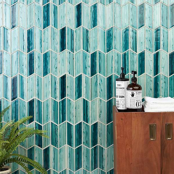 Maya Chevron Teal Mosaic Tile