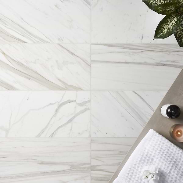 Calacatta Gold Honed 12x24; in White Marble; for Backsplash, Bathroom Wall, Commercial Floor, Floor Tile, Kitchen Floor, Kitchen Wall, Outdoor Floor, Outdoor Wall, Shower Floor, Shower Wall, Wall Tile; in Style Ideas Art Deco, Classic, Contemporary, Mid Century, Traditional, Transitional
