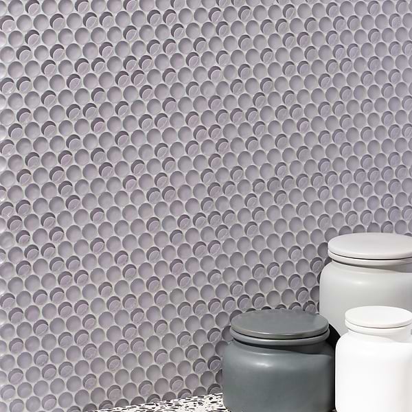 Crystal Lavender Circles Mixed Finish Glass