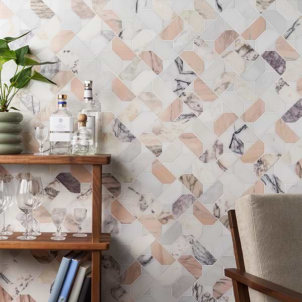 Cafura Grace Peach Polished Marble Luxury Mosaic Tile