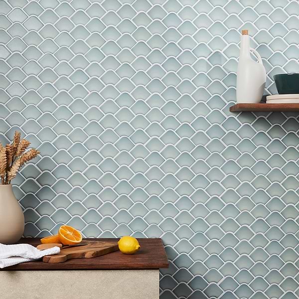 Juniper Blue 2x3 Fishscale Matte Glass Mosaic Tile