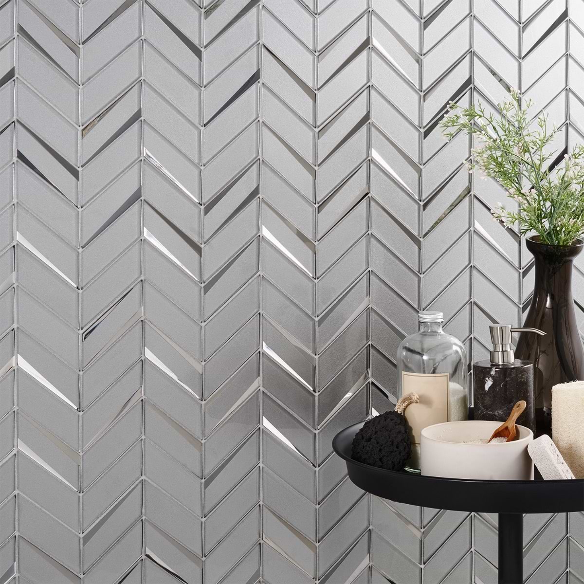 Close Out - Giazza Milano; in Gray Glass; for Backsplash, Bathroom Wall, Kitchen Wall, Outdoor Wall, Wall Tile; in Style Ideas Art Deco, Mid Century, Modern